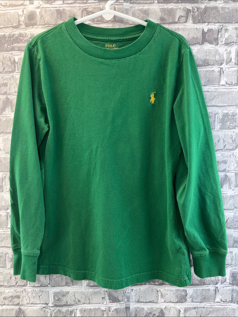 Polo by Ralph Lauren Boys' Kelly Green Long-Sleeve Tee with Yellow Pony